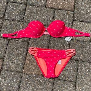 Abercrombie & Fitch Pink Logo Push Up Bikini
